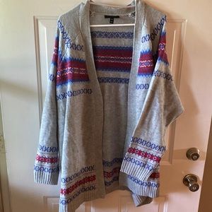 Lane Bryant grey printed sweater cardigan